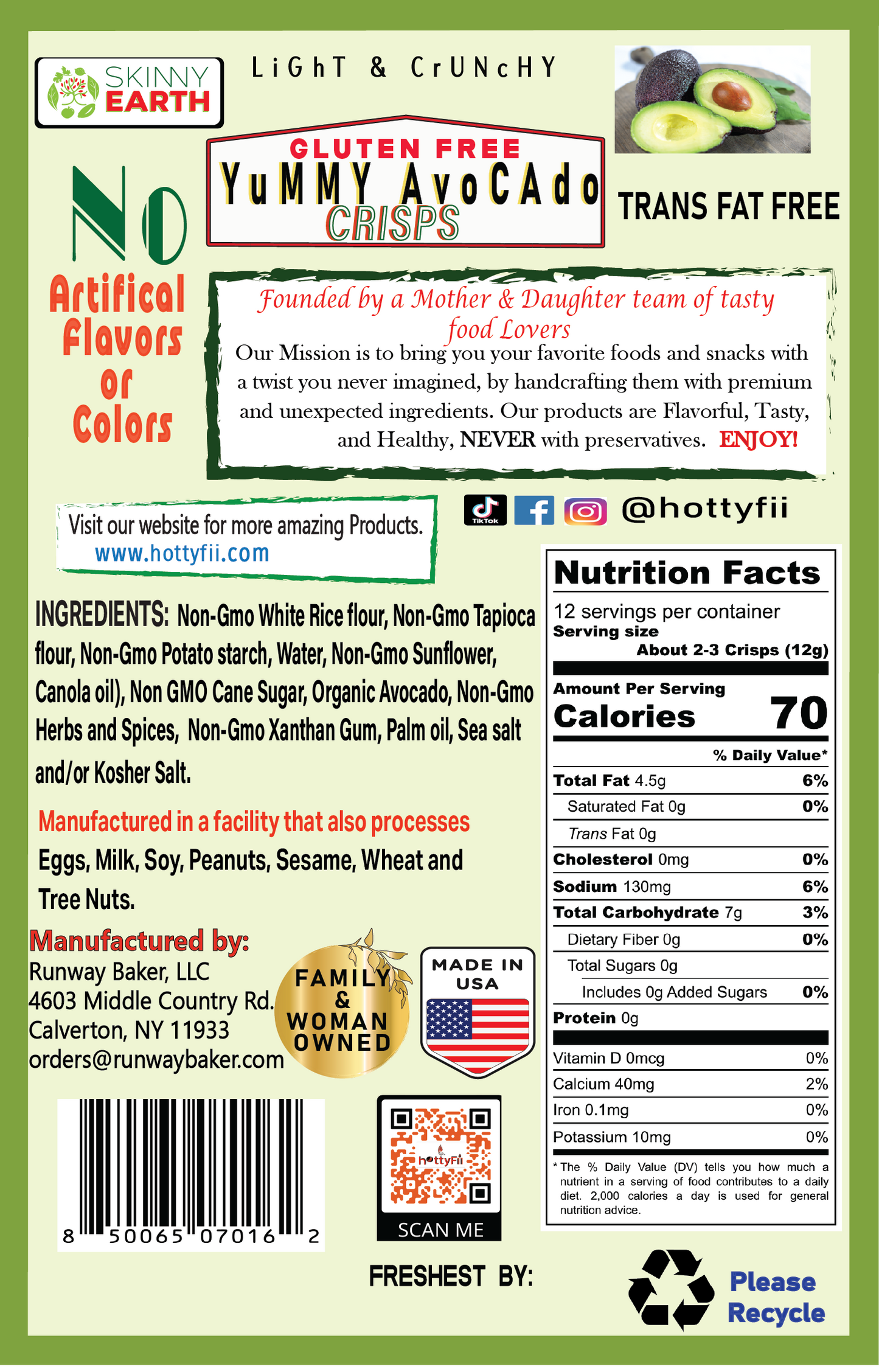 Gluten Free Yummy Avocado Crunchy crisps