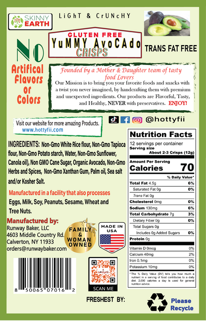 Gluten Free Yummy Avocado Crunchy crisps