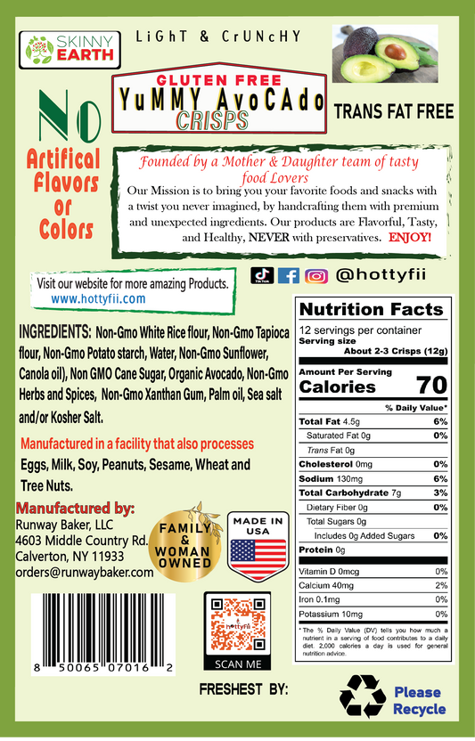 Gluten Free Yummy Avocado Crunchy crisps