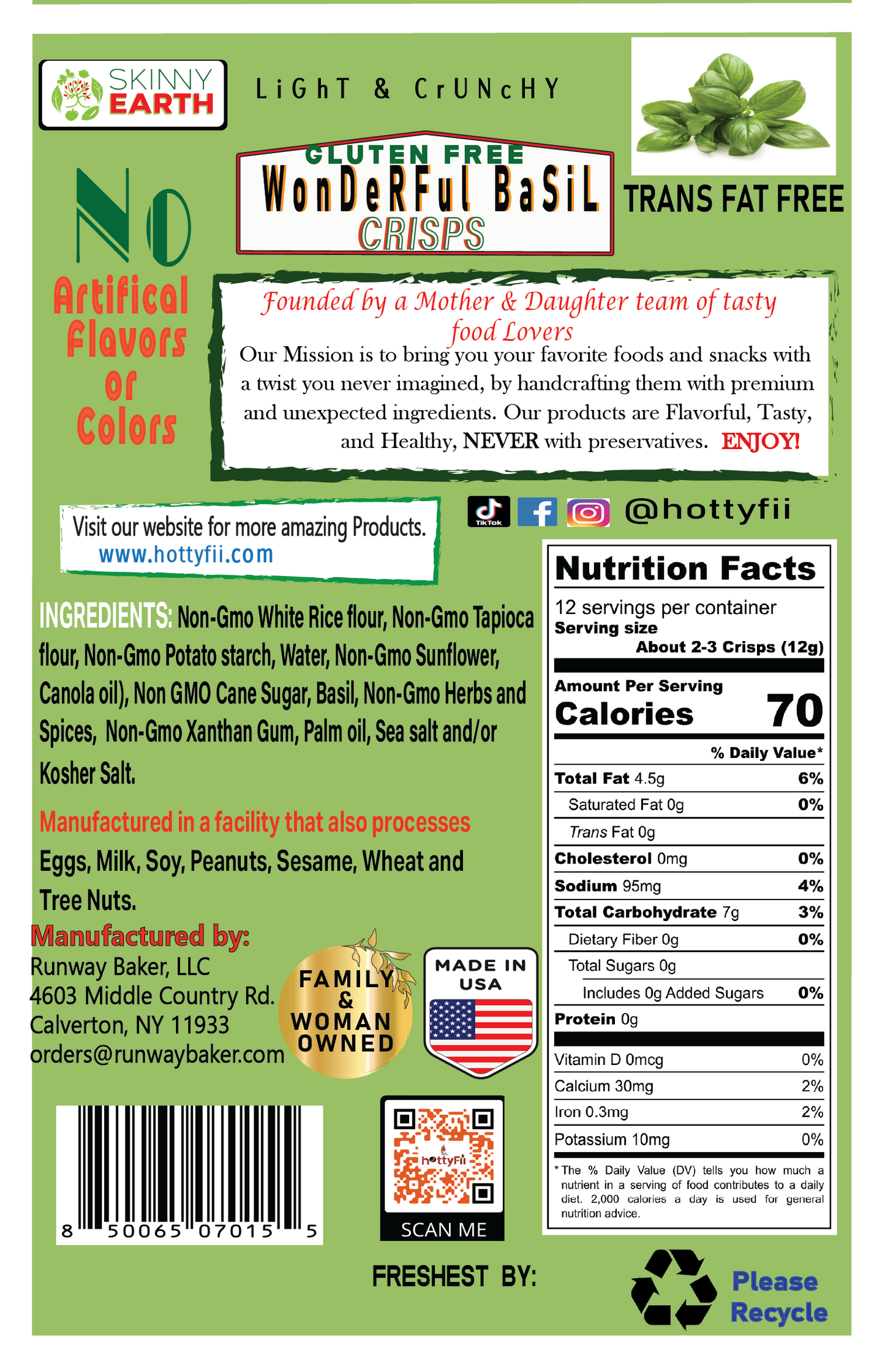 Gluten Free Wonderful Basil Crunchy crisps