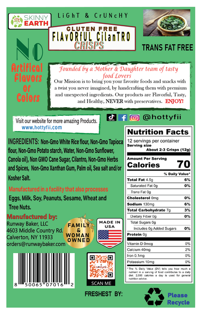 Gluten Free Flavorful Cilantro Crunchy crisps