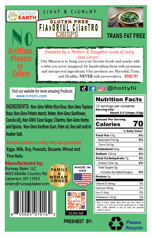 Gluten Free Flavorful Cilantro Crunchy crisps
